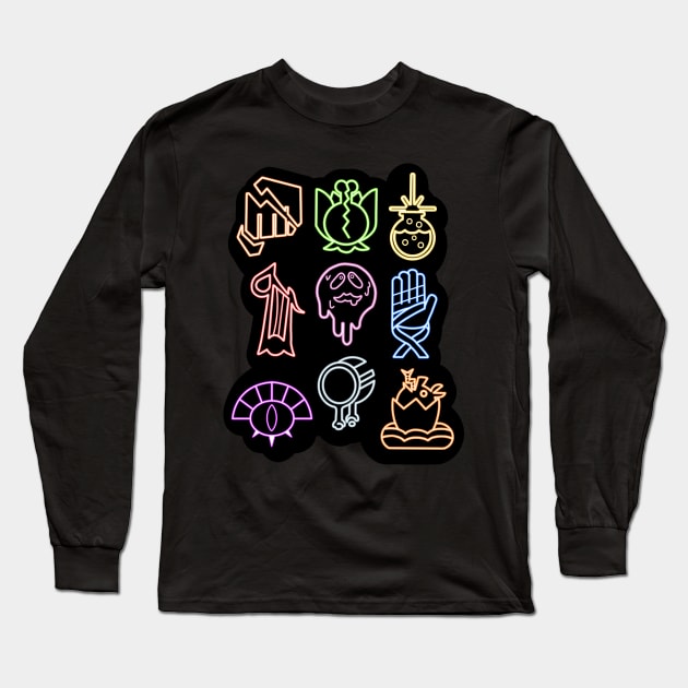 Neon Coven Symbols Long Sleeve T-Shirt by CoreyUnlimited